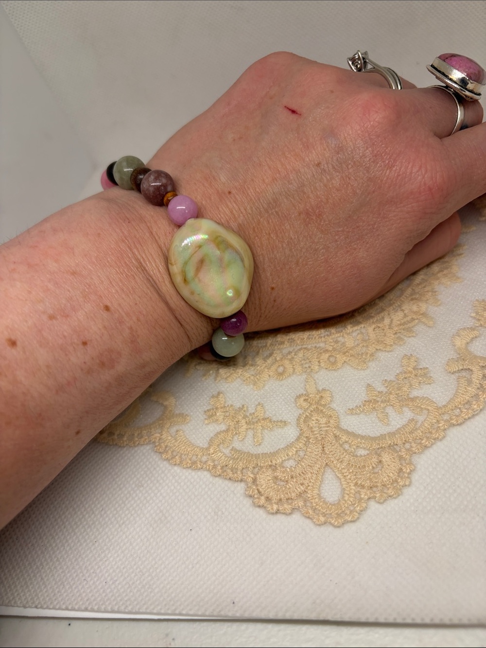 HEIRLOOM ROMANTIC Alxa Chalcedony Bracelet Handmade French Countryside Boho - Picture 3 of 5